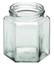Glasburk 6-kant 500gr 16st/kart med lock 70 mm inkl kartong